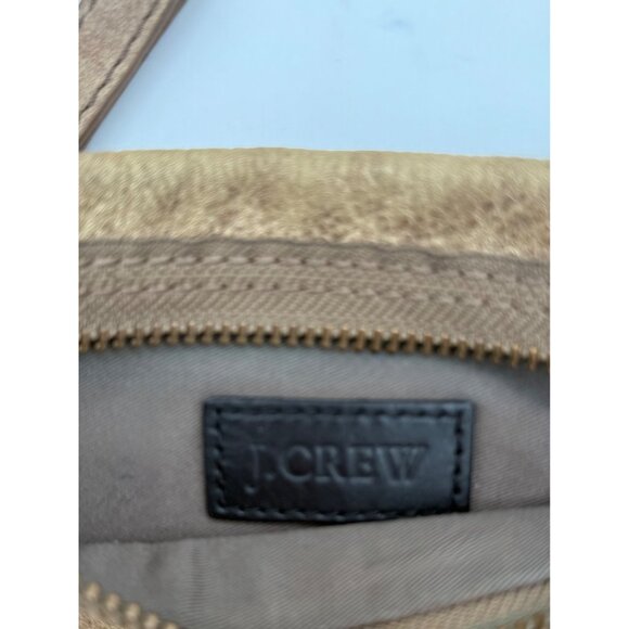 J.Crew Taupe Distressed Faux Leather Crossbody Bag Chain Strap Zip Purse 8x5 - Picture 9 of 9